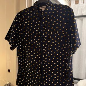ABOUND Designer short-sleeve Dark Navy collared shirt with jubilant yellow💙☀️🦋
